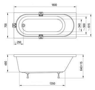 Акриловая ванна Ravak Sonata II C636R00000 белая 180 x 70 см